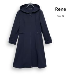 Rene♡ルネ♡レースフードフロントジップコート♡スプリング♡ネイビー♡38 Rene♡ルネ♡レースフードフロントジップコート♡スプリング♡ネイビー
