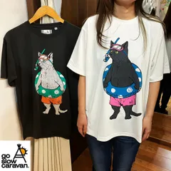 go slow caravan Drymix 海猫 TEE ☆ ゴースローキャラバン メンズ 男女兼用 ユニセックス キャンプ 海水浴 黒 白 ねこ ネコ カットソー 服 半袖 Tシャツ
