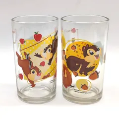 Disney・ディズニー・チップ＆デール・ガラスコップ・グラス・ペアセット・No.260515-16・梱包サイズ60