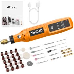 YooiDO Mini Router, Compact Router 42-Piece Set, 16000RPM High-Speed ​​Rotation, USB Rechargeable, Cordless, for Polishing/Engraving/Cutting/Drilling/Cleaning/Rust Removal/Breathing/Nail Art, DIY Light Work Mini Tool Set 83cc6535