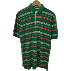 【中古】　TOMMY HILFIGER　ポロシャツ　半袖　トップス　ボーダー　ワンポイント　刺しゅう　インポート　古着　/7032