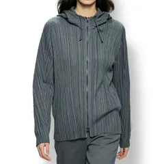 極美品 ISSEY MIYAKE イッセイミヤケ PLEATS PLEASE プリーツプリーズ ジップアップパーカー グレー サイズ4のサムネイル