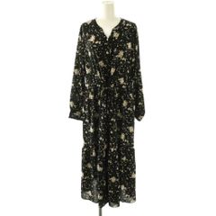 MSGM キャット柄マキシロング丈プリーツワンピース 猫柄 黒ブラック