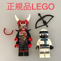 正規品 中古 LEGO レゴ ニンジャゴー  ミニフィグ　2個　まとめ売り　おまけ付き N0-342 ※NINJAGO　忍者　ミスターＥ　ゼン　ONIの仮面　オニ　鬼　武器　70639 361のサムネイル
