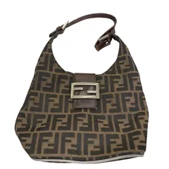 186005 ジャンク品 FENDI フェンディ ワンショルダーバッグ マンマバケット FF金具 ズッカ柄 ブラウン系のサムネイル