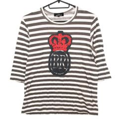 12SS tricot COMME des GARCONS Tricom De Garson 국경 T 셔츠 5 분 소매 크라운 로고 프린트 S 화이트 레이디스 [중고]