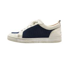 Christian Louboutin 크리스챤 루부탄 스니커 레더 × 니트 슈즈 AC RANTULOW FLAT JUMBO CALF/TRICOT 1180921 로우 컷 화이트 42 27 cm 맨즈[중고]