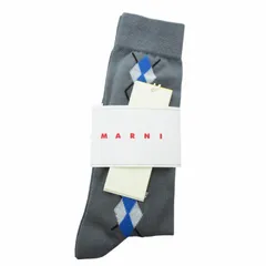 マルニ MARNI タグ付き ロングソックス 靴下 アーガイル柄 L グレー /HO ■SHのサムネイル