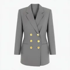 39b10 Christian Dior クリスチャンディオール ヴィンテージ シェルボタン テーラードジャケット 11サイズ グレー ウール100％ レディース 女性用k02iのサムネイル