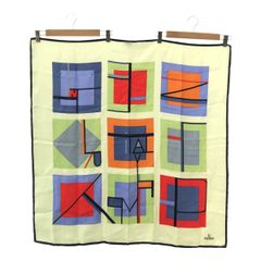 FENDI フェンディ シルク 幾何学アート柄 ライトグリーン マルチカラー