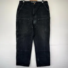 古着 カーハート Carhartt USA製 ダック パンツ ペインターパンツ ダブルニー ワンポイント ルーズフィット W38 L32  ブラック系 メンズのサムネイル