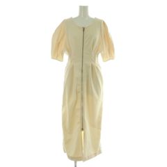 퍼퍼 furfur 24SS 사이드 라인 펀치 지퍼 원피스 롱 5 분 소매 스트레치 ONE 아이보리 / MY ■OS