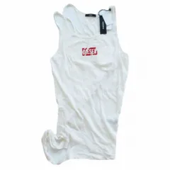 未使用品 DIESEL ディーゼル ダメージ加工 タンクトップ ロゴプリント ホワイト T-CRAIG-B MAGLIETTA 00S7YM 0AAPN サイズM 【中古】