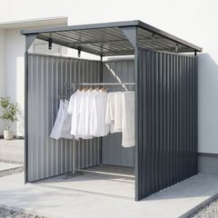 物干し竿付き】サイクルポート 自転車倉庫 収納目安3～5台 3面囲い物置