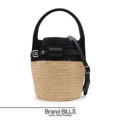 未使用品 CELINE セリーヌ ビッグバッグ ナノ バケット 187242 かごバッグ 2way ラフィア レザー ナチュラル ブラック レディースのサムネイル
