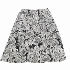 LAURA ASHLEY ローラ アシュレイ 花柄 スカート ギャザー ひざ丈 ボトムス サイズ13号 ブラック 黒 レディース 【中古】