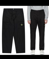 ストーンアイランド stone island カーゴパンツ リブ付き ブラック