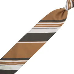 【新品未使用】TIE YOUR TIE　ネクタイ　イタリア製　シルク100　ブラウン　ストライプのサムネイル