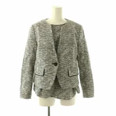 カリテ qualite ツイード トップス カットソー ノーカラー ジャケット 2点セット 36 ブラック ホワイト /HK ■OSのサムネイル