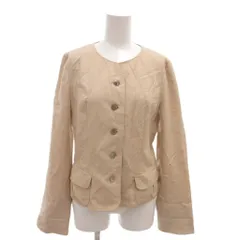 ランバン LANVIN ノーカラージャケット ブルゾン 40 ベージュ 織り柄 ノーカラー 長袖 /MX ■GY99のサムネイル