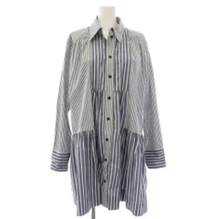 ガニー GANNI allureville ストライプ柄コットンシャツドレス シャツワンピース 長袖 ひざ丈 青 白 222312-14-010 /TKのサムネイル