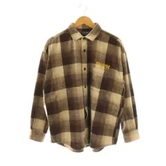 スラッシャー THRASHER バックロゴデザインビッグシルエットネルシャツ 長袖 チェック L ブラウン ベージュ マルチカラー TH25AW07R /DO ■GY12のサムネイル