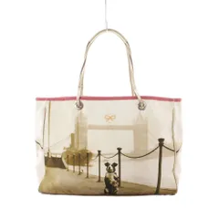 アニヤハインドマーチ ANYA HINDMARCH トートバッグ 白 ホワイト ベージュ ピンク 転写プリント 犬 /RI ■OSのサムネイル