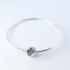 【研磨済】PANDORA Moments Encircled Clasp Bangle 19cm バングル 美品 シルバー925のサムネイル