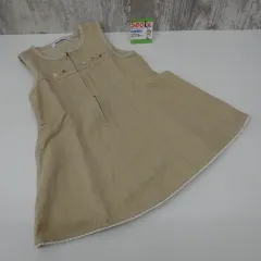 familiar ファミリア ジャンパースカート ワンピース 90cm キッズ 子供服 ノースリーブ ベージュ 裾レース 中古品