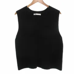 ザラ ZARA ニットベスト L 黒 ブラック Vネック 3519/006/800 /NL ■ECA001