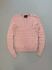 ポロ ラルフローレン ルーズフィット シルク カシミア ピンク ケーブル ニット