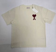 新品 AMI PARIS アミパリス ビッグハートロゴ Tシャツ S アイボリー