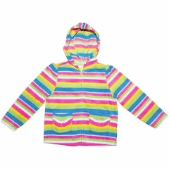 クレイジー8 Crazy8 カラフルボーダーフリースジップアップパーカー 女の子フード付きフリースパーカー 出産祝い フリースパーカーのサムネイル