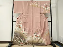 平和屋着物●訪問着　駒刺繍　枝花文　暈し染め　金彩　ロング丈　正絹　逸品　CABG0662yc