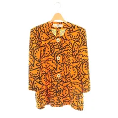 ジバンシィ GIVENCHY ヴィンテージ ノーカラー ジャケット金ボタン 総柄 13 マスタード ブラック /ES ■GY53のサムネイル