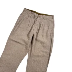 リネン100% Papas パパス 千鳥風 ツータック パンツ M/ベージュ系 メンズ トラッド レトロのサムネイル