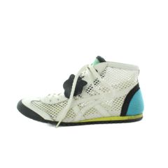 오니츠카 타이거 Onitsuka Tiger 스니커즈 23cm 화이트 화이트 라이트 블루 옐로우 메쉬 하이 컷 / RI ■OS