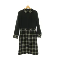 クレージュ courreges チェックコンビワンピース ロング 長袖 ウール 9AR ブラック ホワイト /DO ■OSのサムネイル