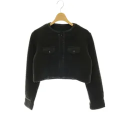 ダーリッチ Darich 24AW ラインレザーツイードジャケット ノーカラー ジップアップ F 黒 ブラック /HS ■OSのサムネイル