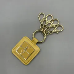 極美品　Yves Saint Laurent イヴサンローラン　キーホルダー　キーリング　ロゴ　ゴールド金具　レザー　黄色　イエロー　archiveのサムネイル