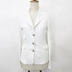 エンポリオアルマーニ EMPORIO ARMANI テーラードジャケット シングル ニット ストレッチ コットン 白 ホワイト 42のサムネイル