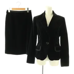 ソニアリキエル SONIA RYKIEL ベロア ジャケット テーラード スカート タイト 膝丈 セットアップ 38 ブラック /HK ■OSのサムネイル