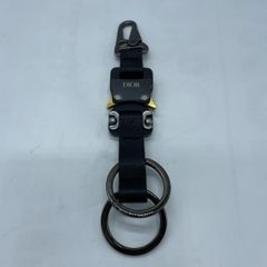 希少 DIOR キーホルダー キーリング 黒 レザー ロゴ 箱&保存袋付
