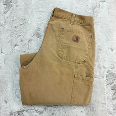 00s- カーハート ダック ワークパンツ B72 レザーパッチ YKK USA 