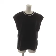 プラステ PLST 24SS ビジューネックダブルスリーブTシャツ S 黒 ブラック /AZのサムネイル