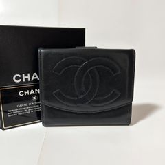 極美品】CHANEL デカココ Wホック 二つ折り財布 ラムスキン 黒 - メルカリ