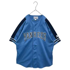 STARTER(スターター) 90's ”YANKEES” Baseball Shirt ヤンキース ベースボール シャツ L スカイブルー 90年代 MBLのサムネイル