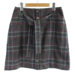 マックス&コー MAX&CO. ウール チェックミニスカート 40 ダークグレー ベルト付き ミニ丈 /AB ■OSのサムネイル