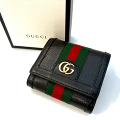 グッチ GUCCI オフィディア GG ウェブストライプ ブラック 二つ折り財布 719887【鑑定済み】正規品