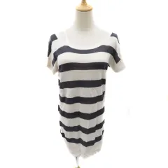 デプレ DES PRES トゥモローランド チュニック ニット カットソー 半袖 麻 リネン ボーダー柄 1 オフホワイト /YK24のサムネイル